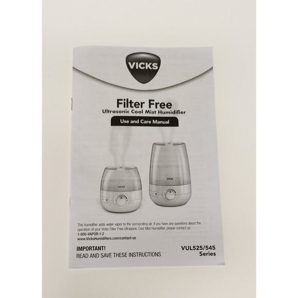 Vicks Filter Free Cool Mist Humidifier, White, VUL545/ New In Box - Picture 14 of 14